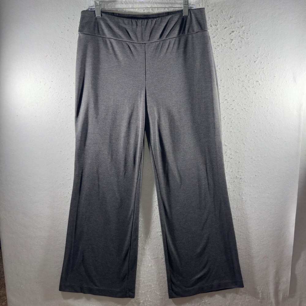 2279 | Fashion Bug Wide Leg Stretch Pull On Dress Pants Charcoal Gray Womens L